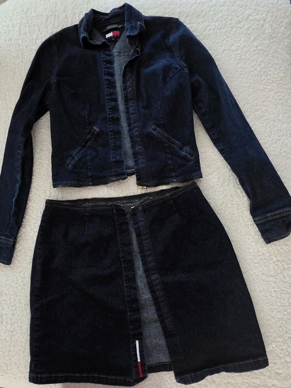 Dark blue denim two-piece set by Tommy Jeans that converts into A Dress.